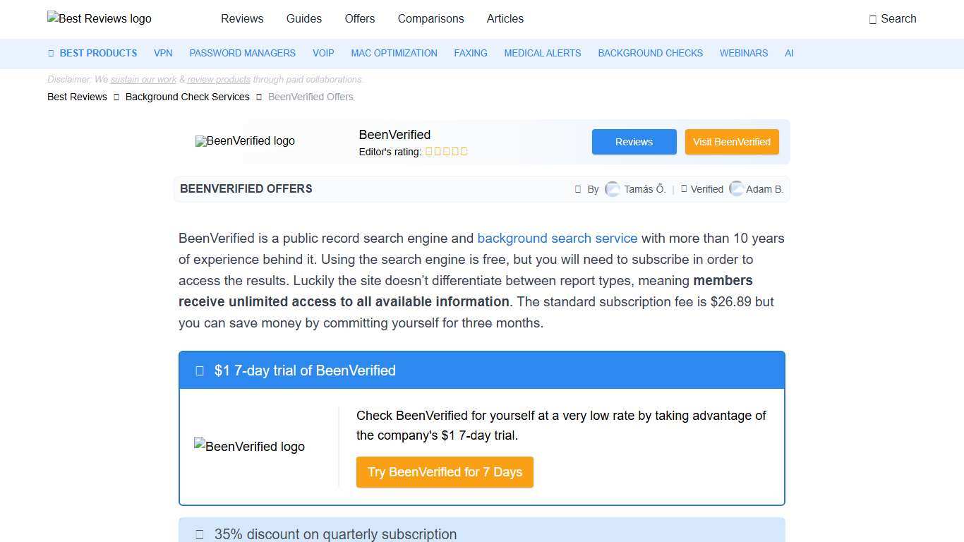 BeenVerified Coupons, Discounts & Promo Codes - Best Reviews